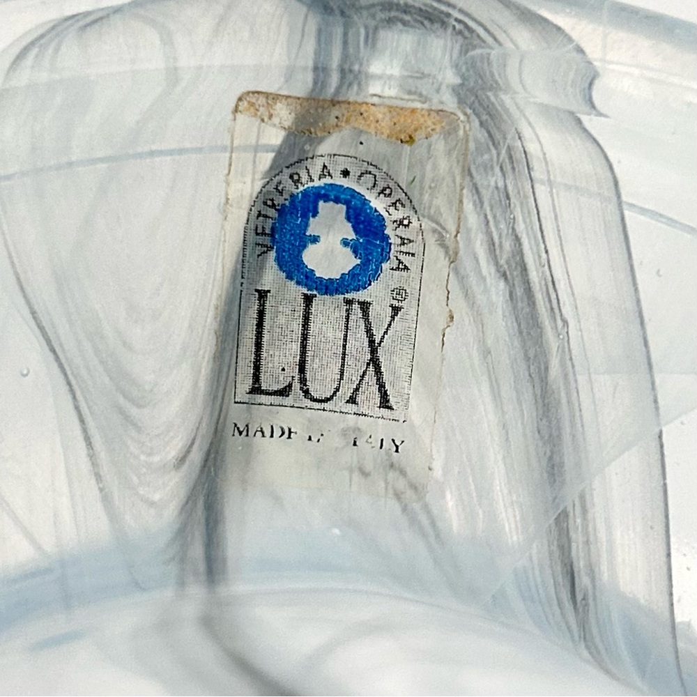 Vintage LUX Italian Glass Vase Vetreria Operaia  Blue Swirl 12” Art Glass Vase - Picture 7 of 14